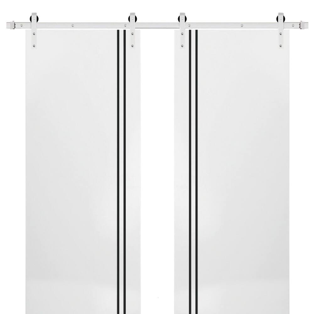 Sturdy Double Barn Door 36 x 80 with Planum 0016 White Silk with 13FT