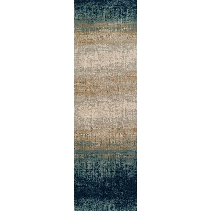 ECARPETGALLERY Machine Woven Sable Blue Area Rug - Blue - 2'2 x 7'7 - Runner