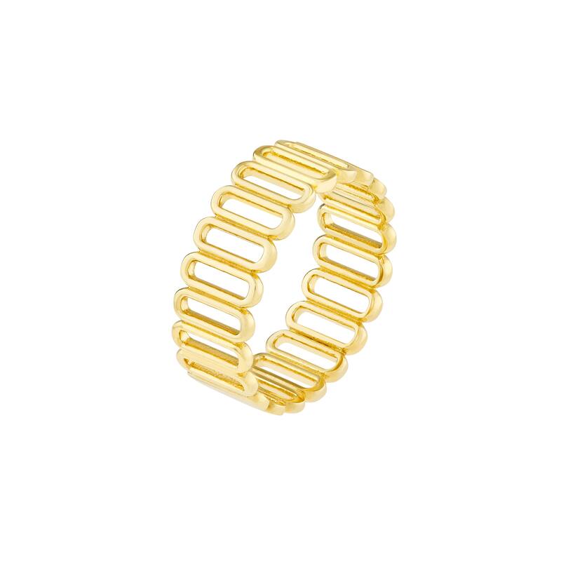 Curata 14K Yellow Gold 8mm Open Paperclip Chain Link Ring