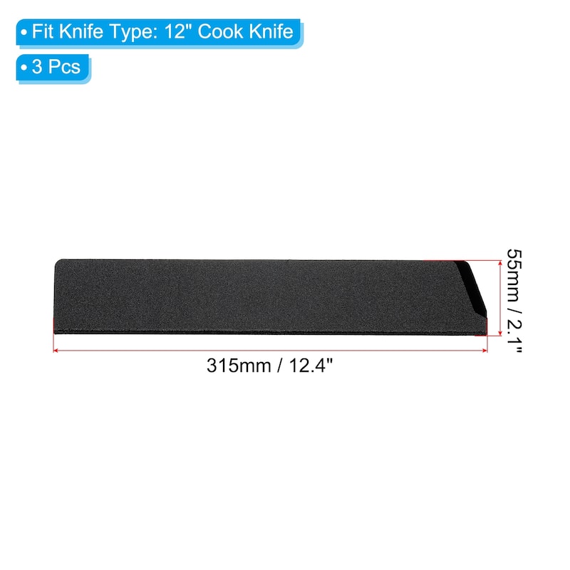 ABS Knife Cover Sleeves Edge Guard Blade Protector - Black 3 Pcs - 12" Cook Knife
