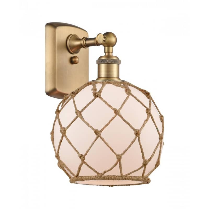 Innovations Lighting Farmhouse Rope 13" Tall Bathroom Sconce - Brushed Brass / White / Brown