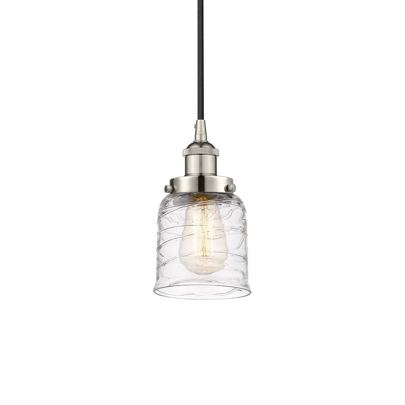 Innovations Lighting 616-1PH-10-5 Bell Pendant Bell 5" Wide Mini - Polished Nickel / Deco Swirl