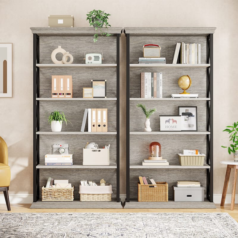 71-inch Tall 6-tier Industrial Bookcase - 11.8"D x 31.5"W x 70.86"H