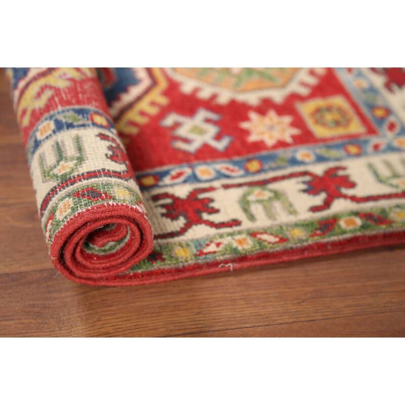 Red Kazak Oriental Accent Rug Handmade Wool Carpet - 2'1"x 2'10"