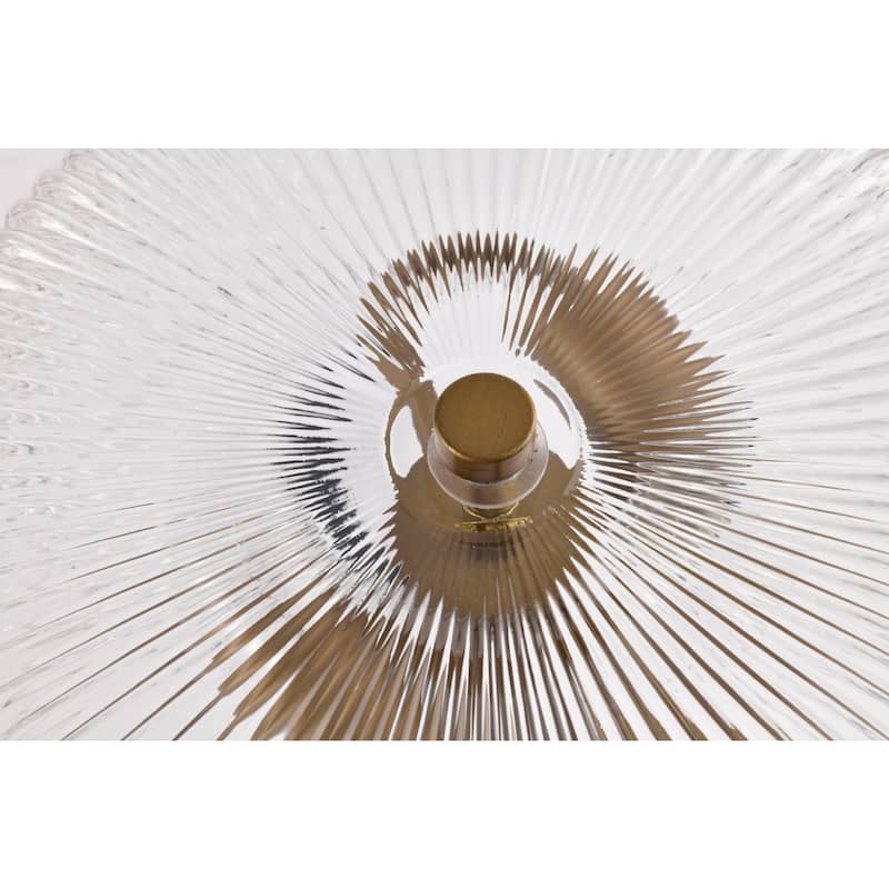 Trinia Antique Bronze Candle Stick Table Lamp with Ribbed Glass Crystal Drum Shade