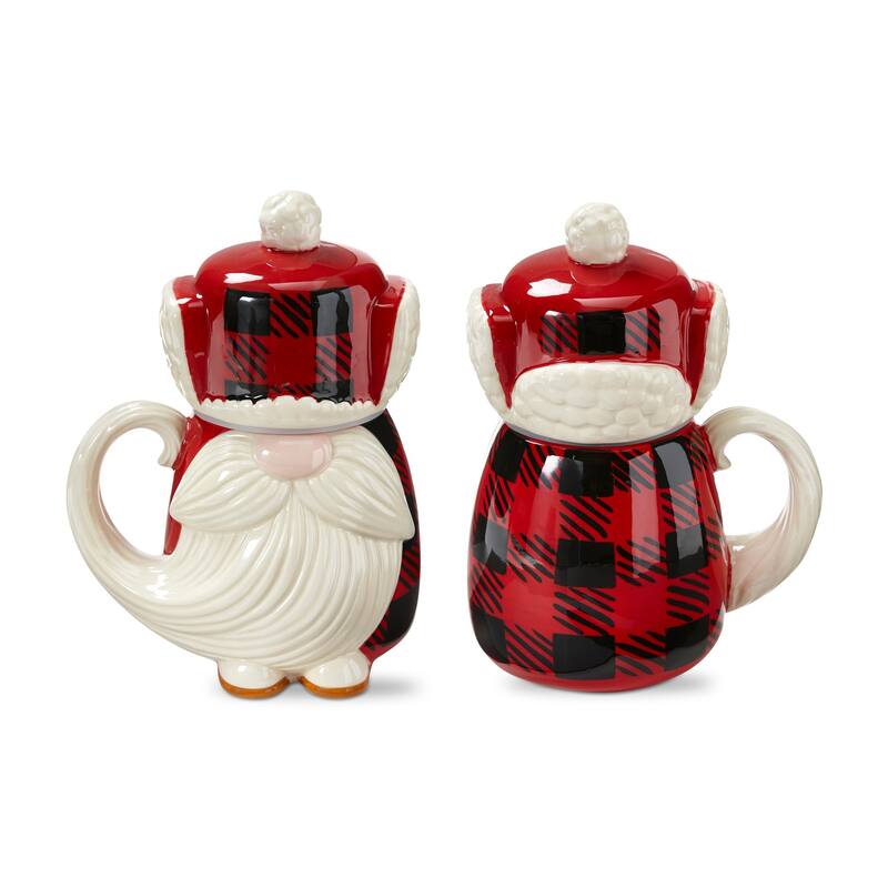 Lars Gnome Lidded Mug 20oz Ceramic Drinkware for Christmas Multicolor Hand Wash Only 7.92in H x 5.85in L x 4.7in W