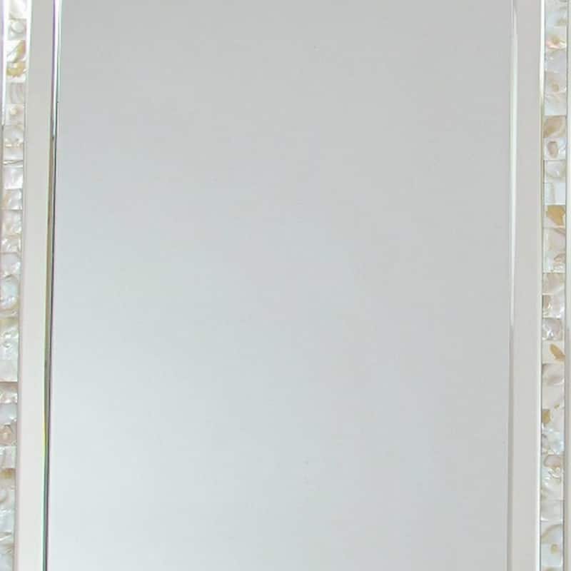 Beveled Mirror with Mother of Pearl Strip Accent, Silver