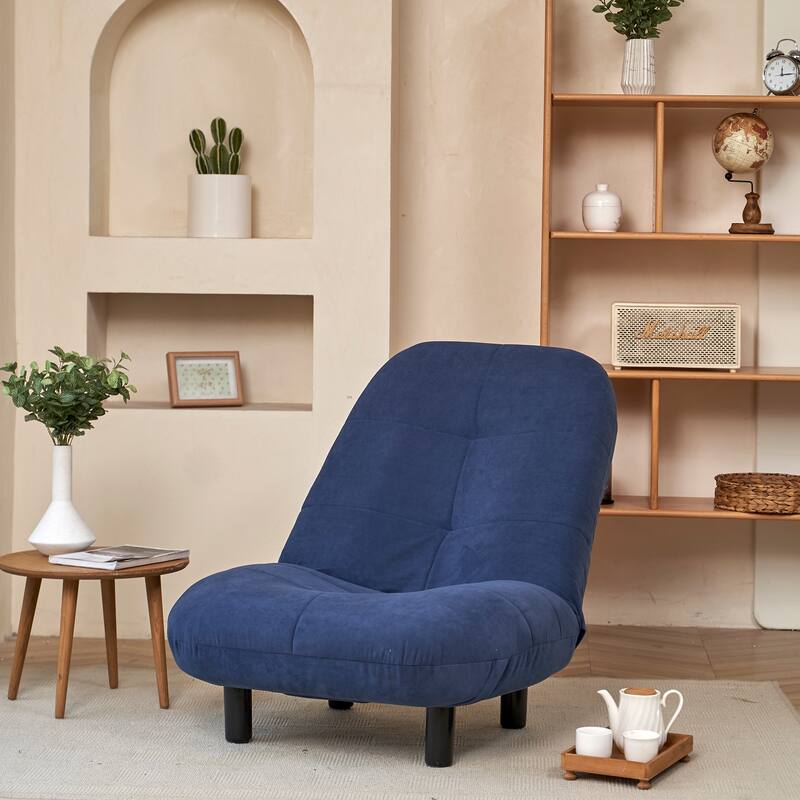 Reclining Chair Lazy Sofa with Adjustable Back - Blue