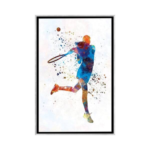 slide 2 of 15, iCanvas "Woman Tennis Player 03 In Watercolor" by Paul Rommer Framed Silver - 40x26