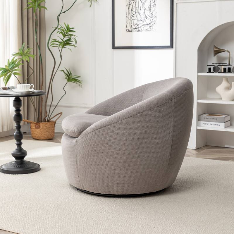 Round Armchair Office Chair Accent Chair with Plush Seat Cushion, Swivel Barrel Chair Single Lounge Sofa