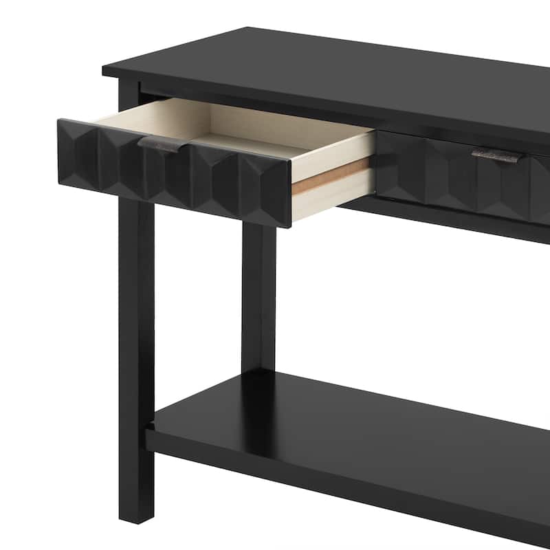 Modern 60" Console Table with 3 Drawers Honeycomb Design for Study Entryway Hallway