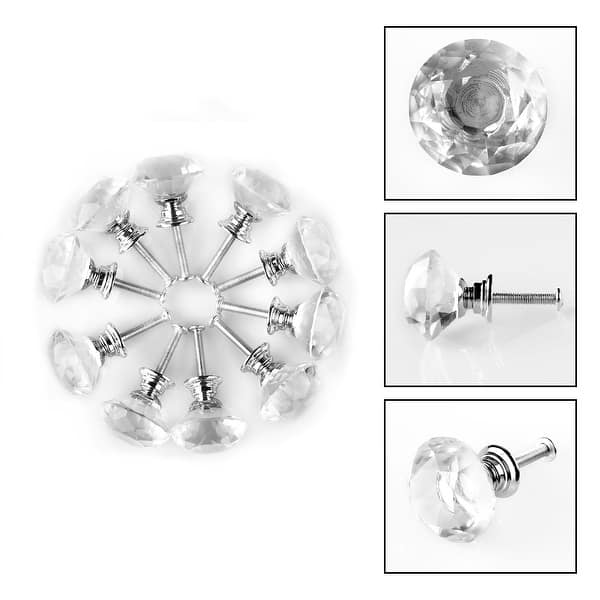 Shop 1 18 Dia Diamond Shaped Crystal Glass Drawer Knobs Cabinet