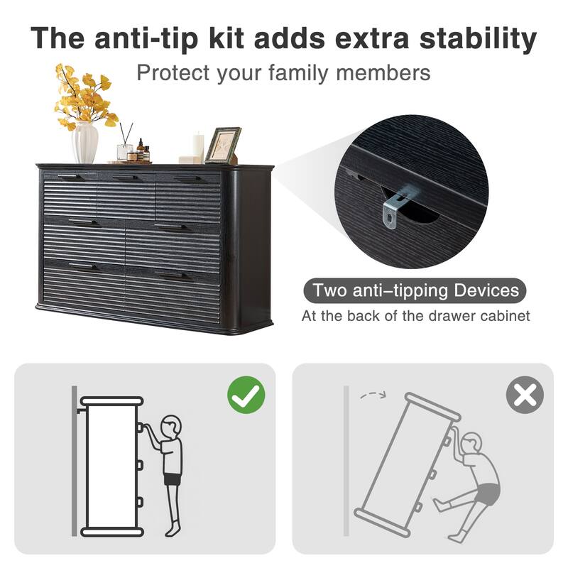 Modern 7 Drawer Dresser for Bedroom, Chest of Drawers