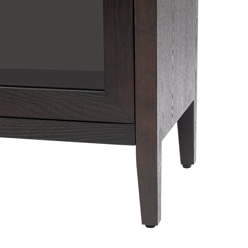 Wood Storage Cabinet with Three tempered glass doors and Adjustable Shelf