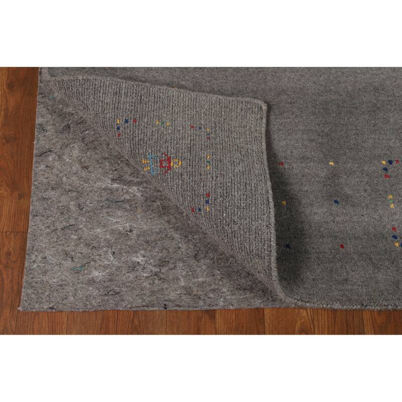 Gray Gabbeh Indian Area Rug Hand-Knotted Contemporary Wool Carpet - 5'1" x 8'3"