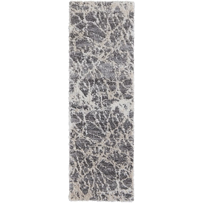 Grand Bazaar Caide Machine Made Abstract Transitional Area Rug - 2'6" x 8' - Gray/Ivory