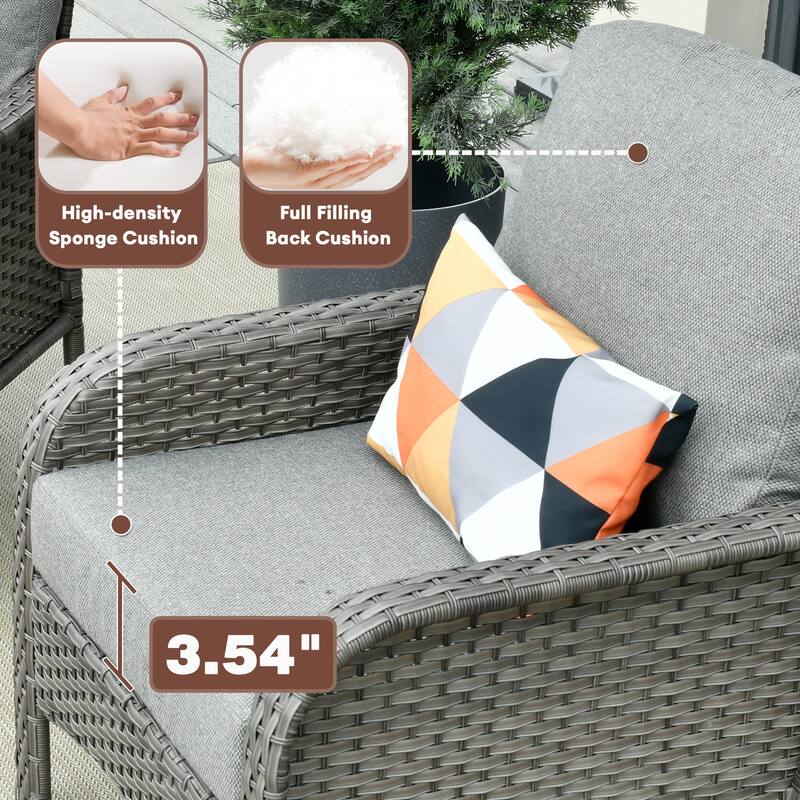 XIZZI 3-Piece Outdoor Wicker Patio Chair Set with Side Table