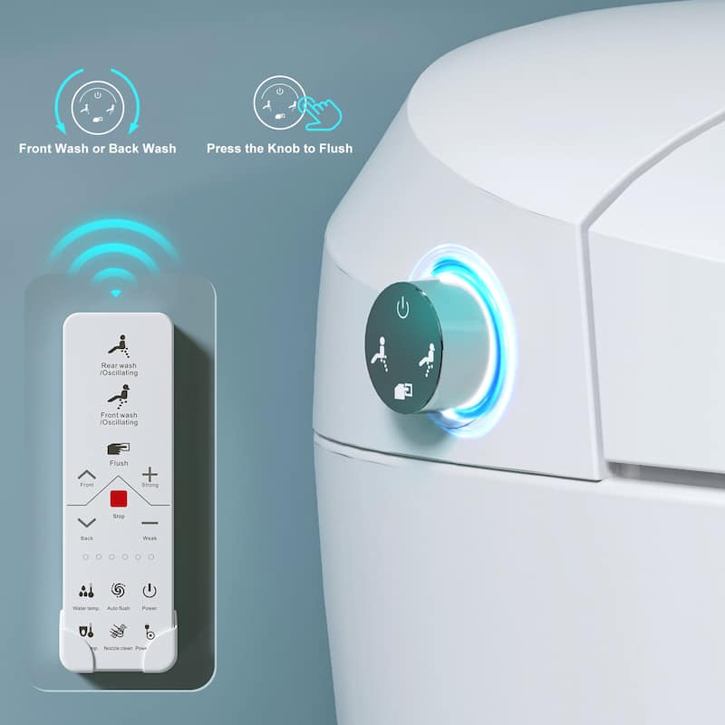 HOROW T16 Tankless Elongated Smart Bidet Toilet with Heated Seat, Warm Water Washing and Remote Control - 12" Rough in