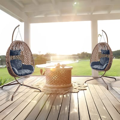 Outdoor/Indoor Swing Egg Chiar With Stand, Cushion And Headrest