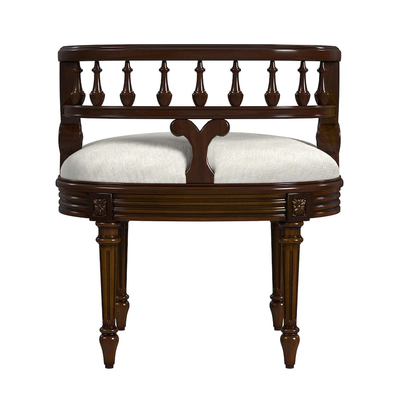 Hathaway 22.5 in. W Oval Upholstered and Wood Traditional Vanity Seat