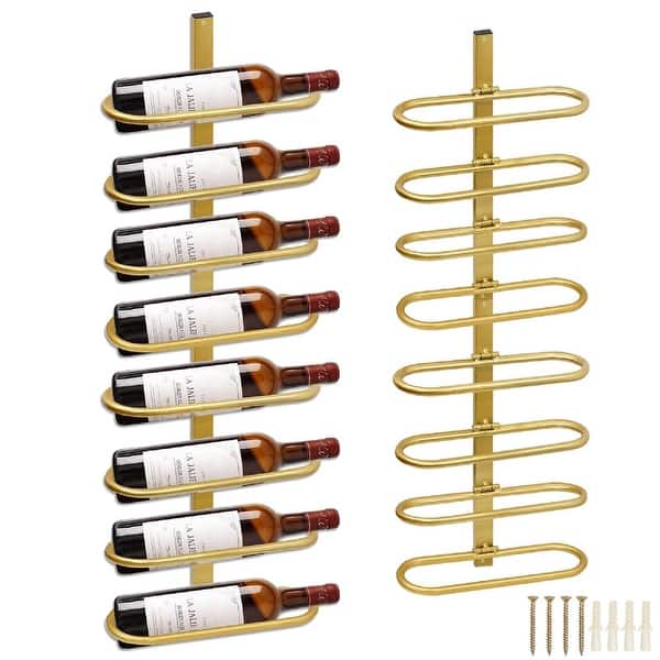 slide 2 of 14, Wine Rack Wall Mounted - 10.2"D x 3.5"W x 16.1"H Gold