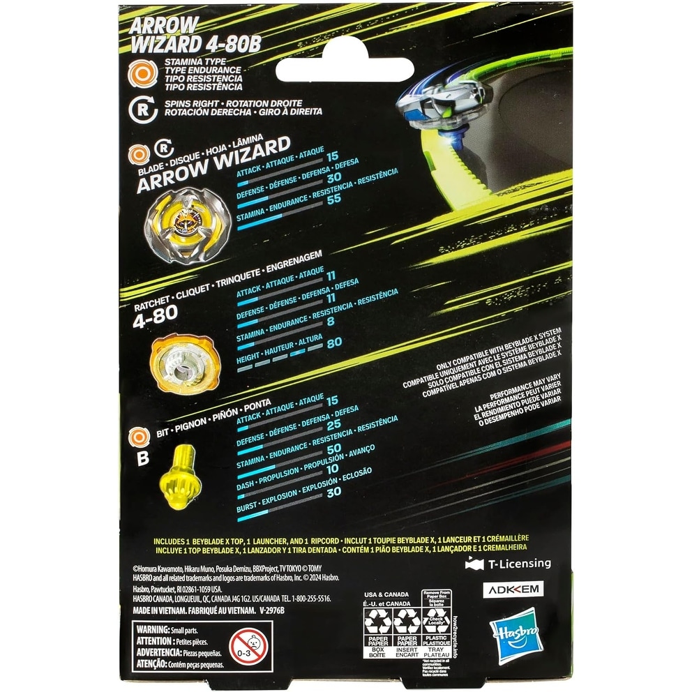 BEYBLADE X Arrow Wizard 4-80B Starter Pack Set with Stamina Type