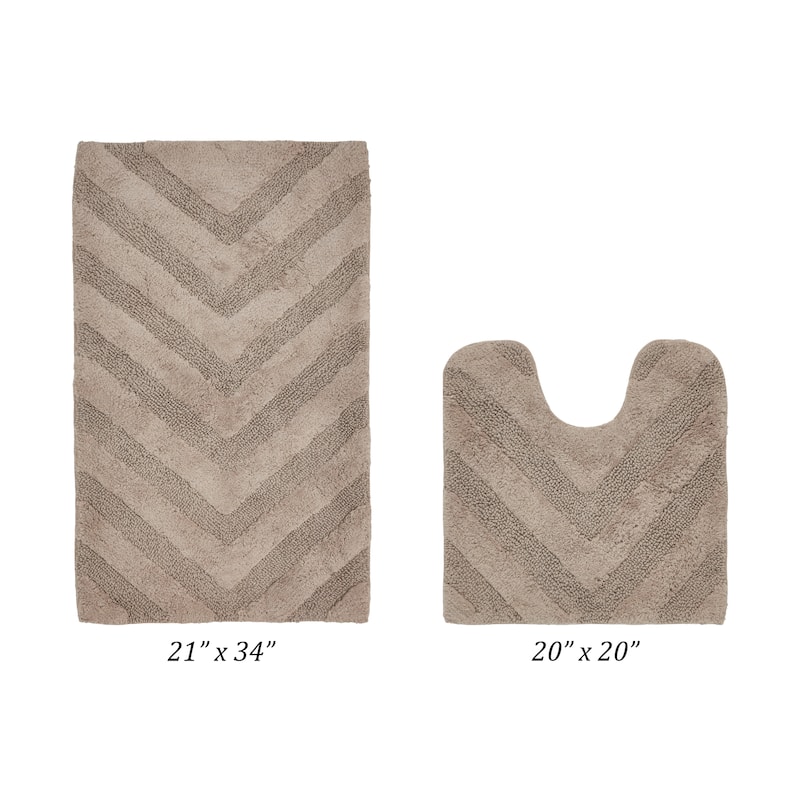 Better Trends Bathroom Rug Set 100% Cotton Tufted Water Absorbent Bath Rug for Shower, Sink Mats Machine Wash Hugo Collection