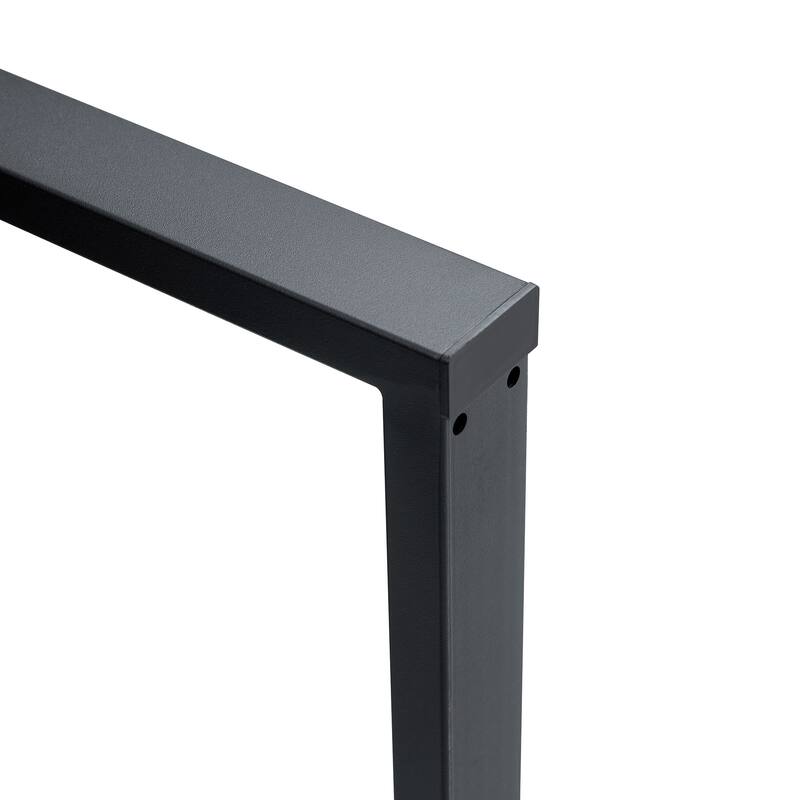 Roomfitters Minimalist Rectangular Dining Table with Textured MDF Top and Black Metal Legs for Modern Interiors