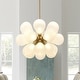 preview thumbnail 21 of 56, 18-Light Cluster Blue Glass Bubble Chandelier - 25in Wide Gold Frosted White
