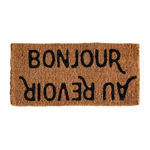 "Bonjour/Au Revoir" Rectangle Coir Doormat