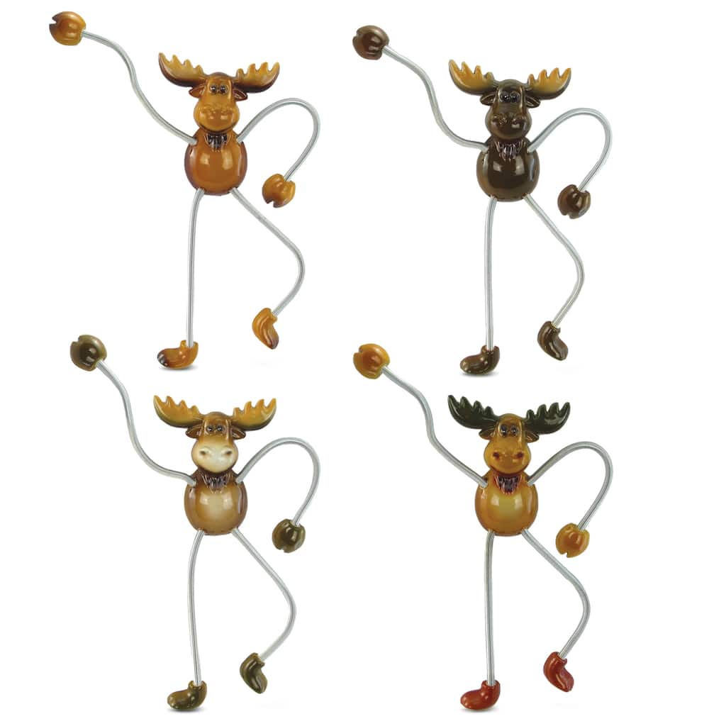 CoTa Global Moose Refrigerator Springy Magnets Set of 4 – Multicolor - 7.5 inches long