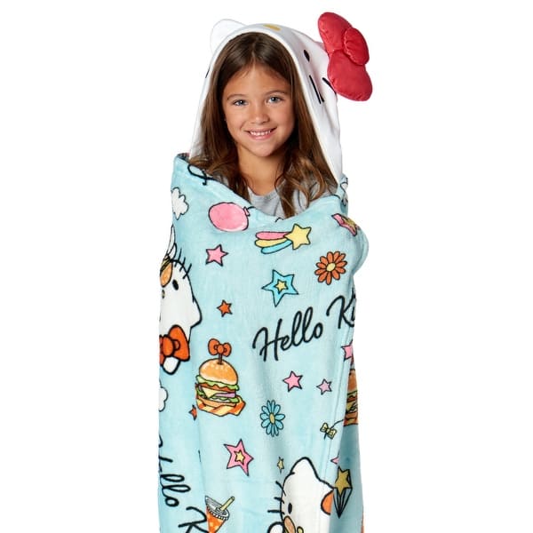 slide 2 of 5, Sanrio Hello Kitty World of Kitty Hooded 3D Sculpted Hood Silk Touch Throw Blanket 40" x 50" - World of Kitty