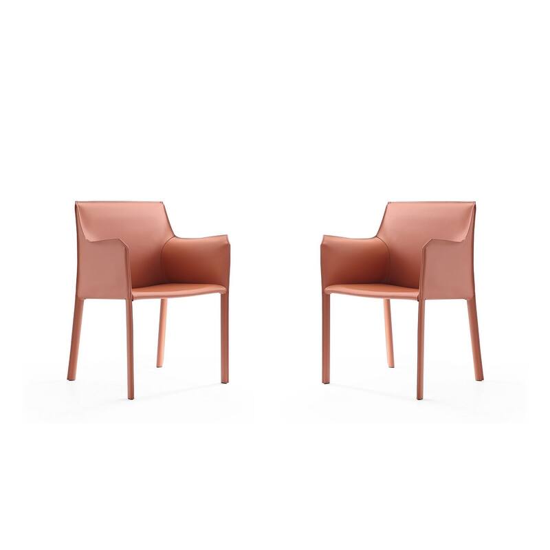 Paris Saddle Leather Dining Room Armchair (Set of 2) - Clay