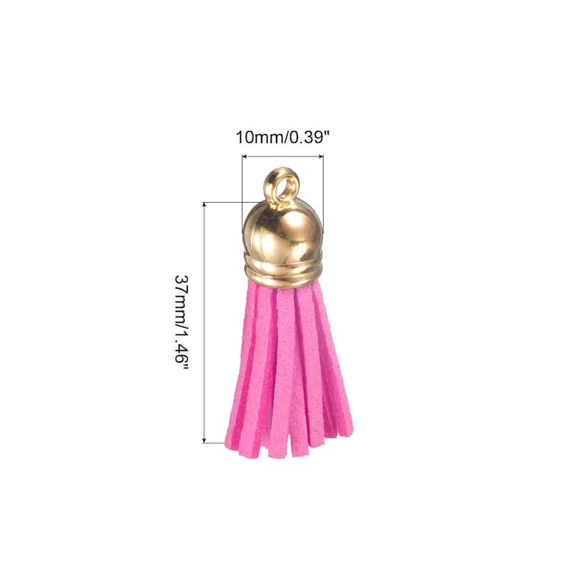 1.46" Leather Tassel Keychain for Bracelet DIY Craft Accessory 120Pcs Red - Rose Red - 120Pcs