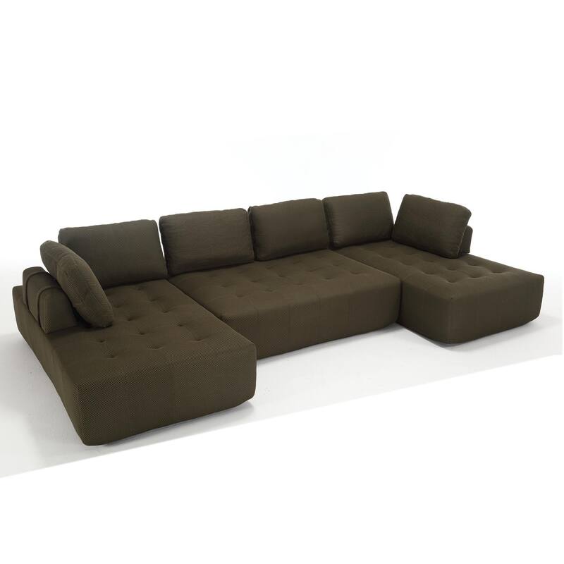 146" Modular Sectional Sofa, Oversized U Shaped with Chaise, Deep Seat Comfy Fabric Cloud Couch for Living Room