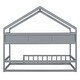 preview thumbnail 5 of 18, Wooden Twin Size House Bed with Storage Shelf,Kids Bed with Fence and Roof, Gray