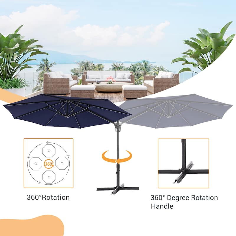 LIVOOSUN 11Ft Cantilever Patio Umbrella,Offset Hanging Umbrella
