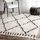 preview thumbnail 10 of 14, Nuloom Hand-knotted Moroccan Trellis Natural Shag Wool Rug 6' Square - Natural