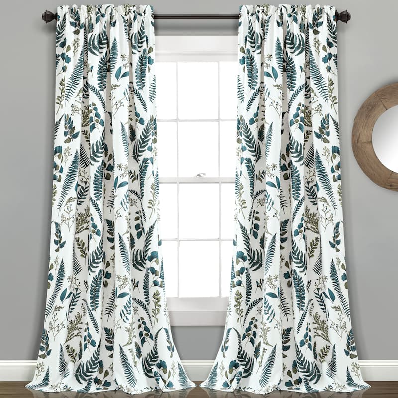 Lush Decor Devonia Allover Light Filtering Window Curtain Panel Pair - 108 Inches - Green/White
