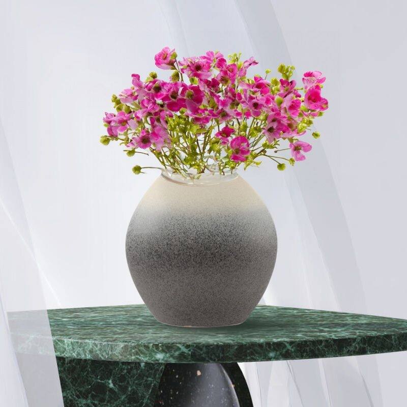 Modern Eclectic Gray Oval Ceramic Vase