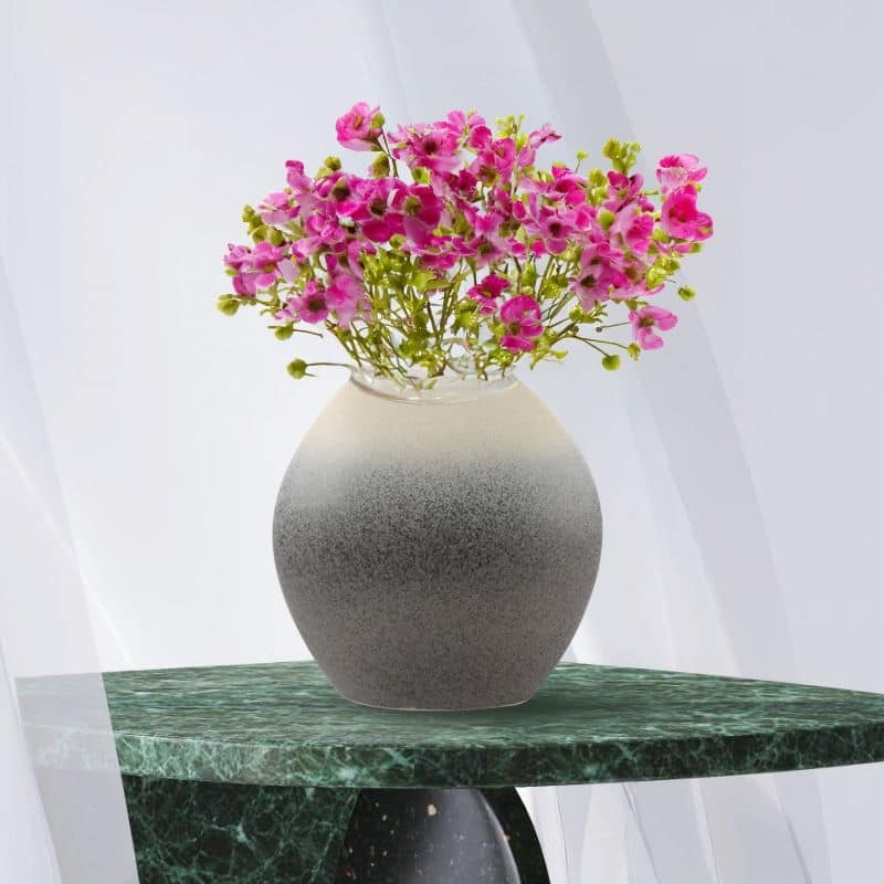 Modern Eclectic Gray Oval Ceramic Vase