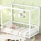 preview thumbnail 14 of 31, American Design Wooden Canopy Twin Size Floor Bed with Fence and Guardrails