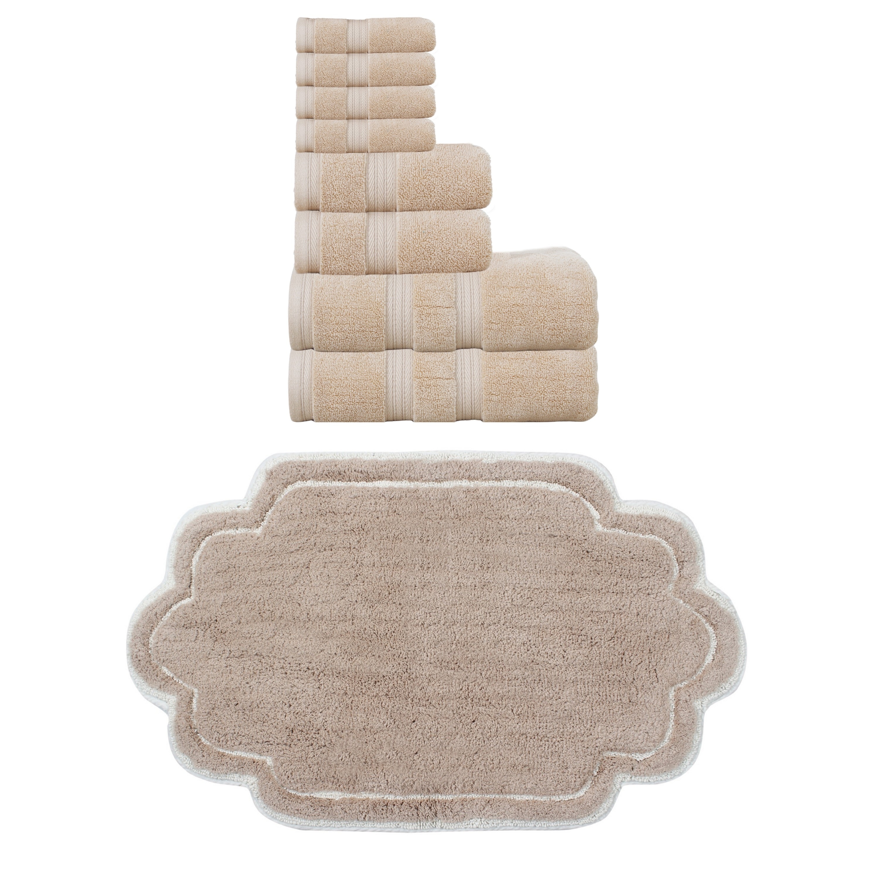 Home Weavers Allure Collection 100% Soft Cotton 8 Pc Bath Towel Set & 1 Pc Bath Rug, Machine Washable & Non Slip (Set of 9)