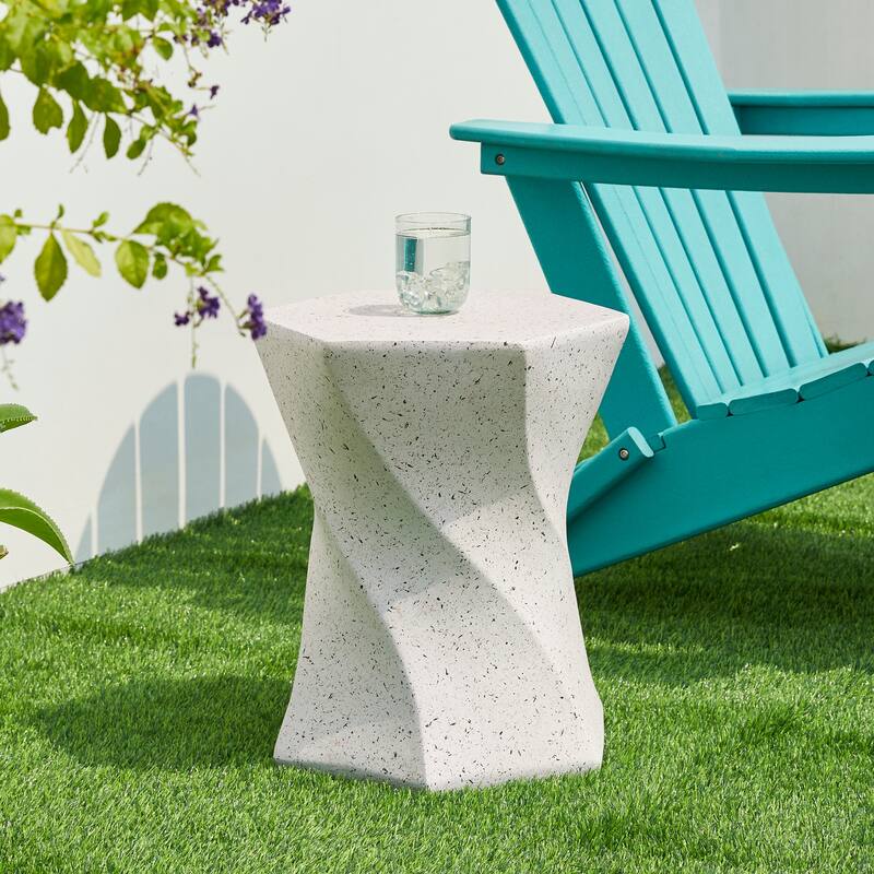 Glitzhome 17.75"H MGO Twist-Style Faux Terrazzo Garden Stool