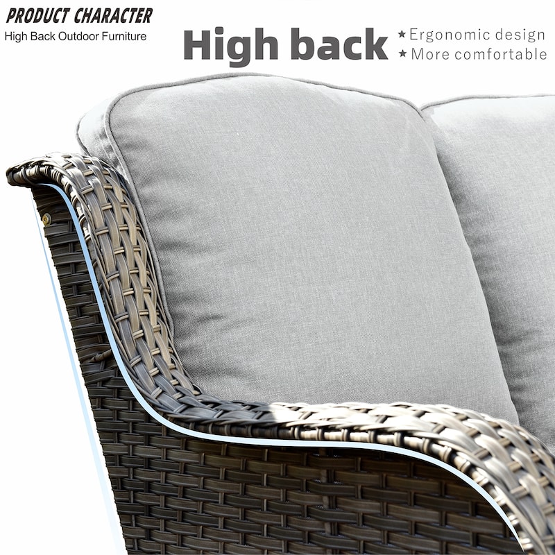 OVIOS 5-piece Patio Wicker Chairs Set with 30" Fire Table