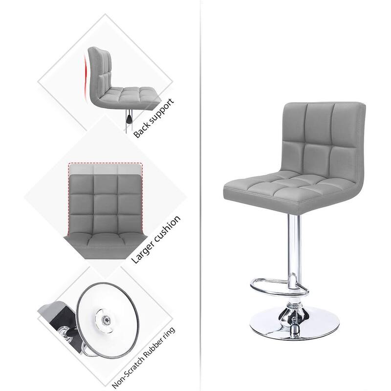 Bar Stools Adjustable Armless Swivel PU Leather Barstools Set of 2