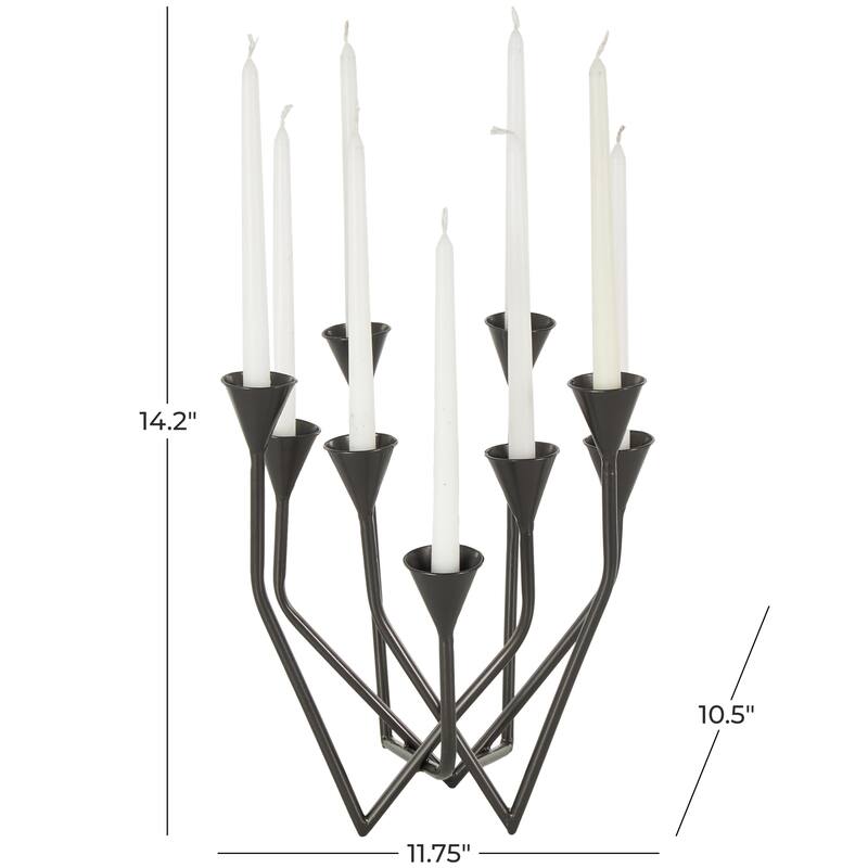 Black Metal Taper 9 Slot Decorative Candelabra - 11"W x 12"L x 14"H
