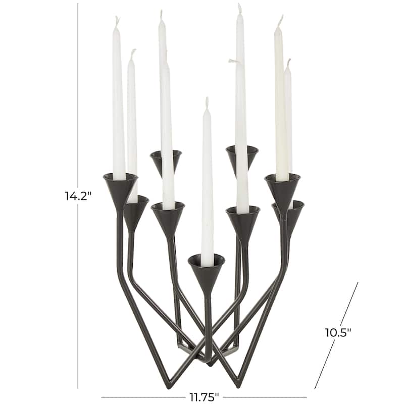 Metal Taper 9 Slot Candelabra - Black - Roche River Decor - 11"W x 12"L x 14"H