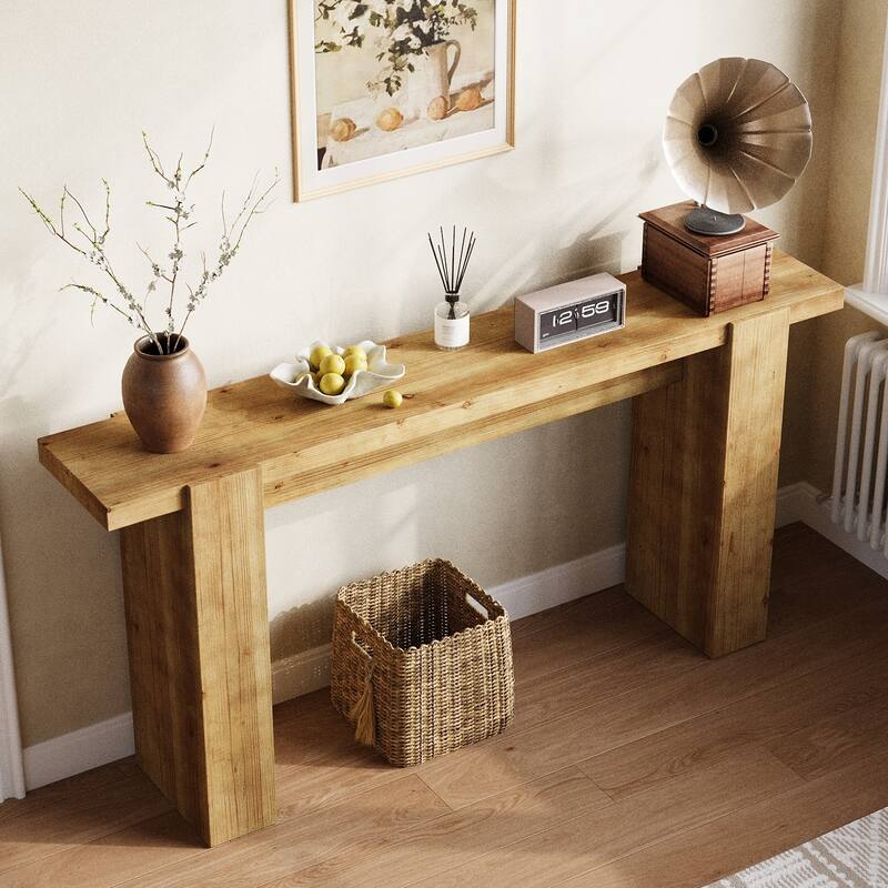 63'' Solid Sood Console Table, Narrow Sofa Table Entrance Table