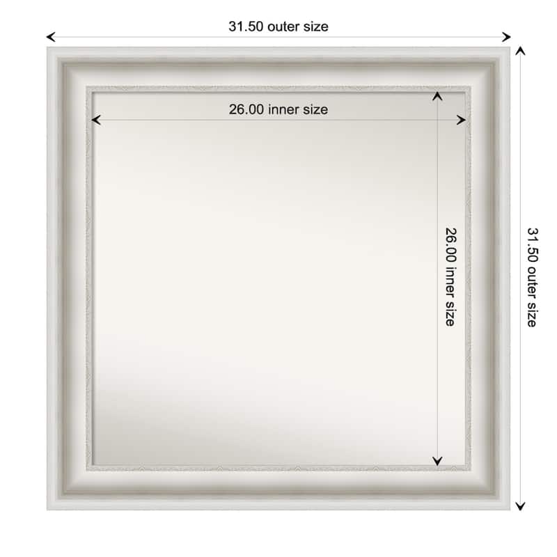 Parlor White Framed Non-Beveled Custom Wall Mirror, Bathroom Vanity Mirror - Outer Size: 31.5 x 31.5